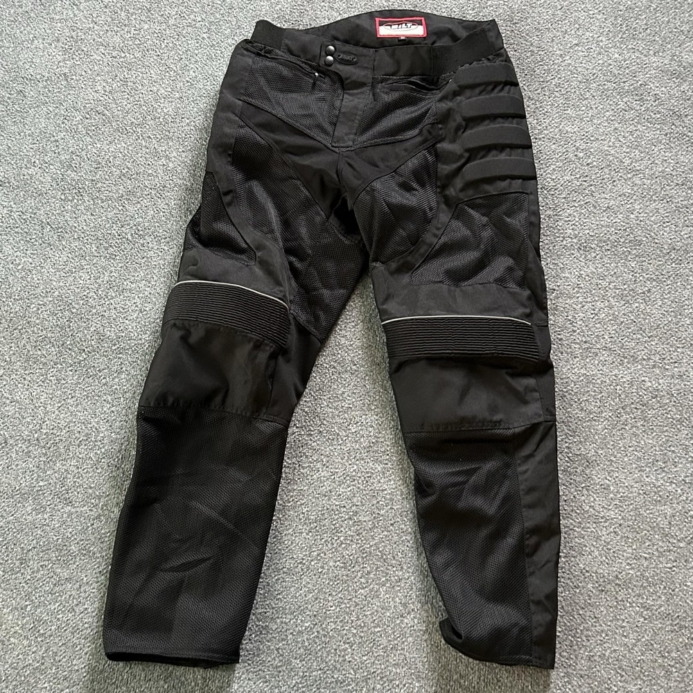 BiLT Pants Mens 34x32 Black Mesh Motorcycle Windbreaker Zip Pockets Breathable